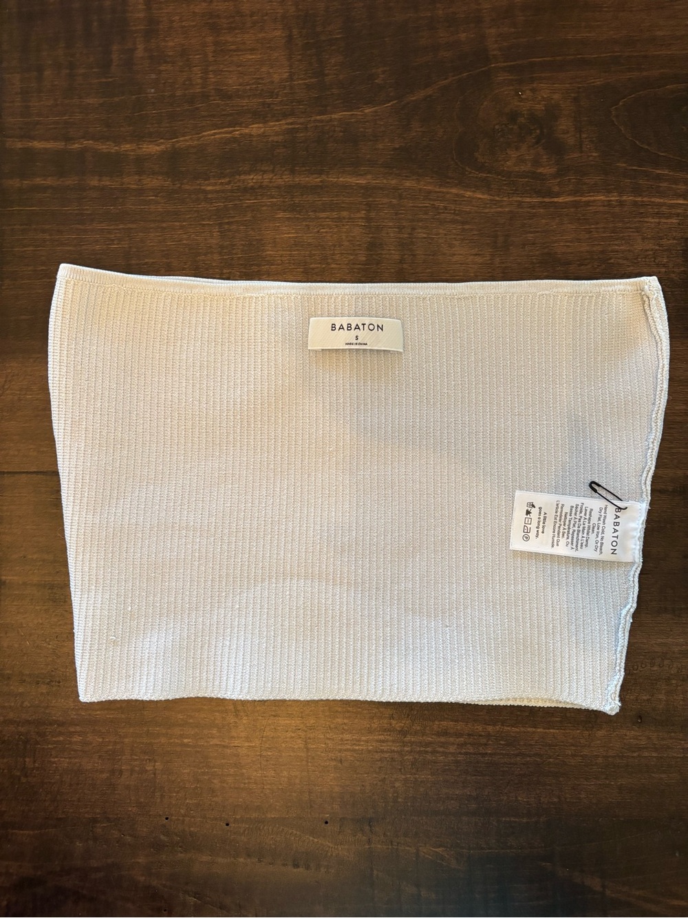 Babaton Cream Sculpt Knit Ribbed Strapless Tube Top